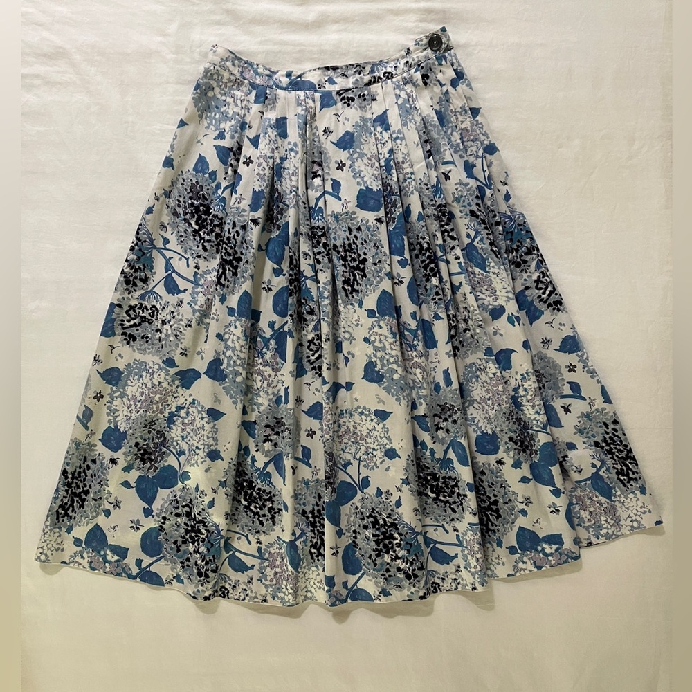 Vintage 50s/60s Midi Tea Length Blue Cotton Skirt Fits Size 6